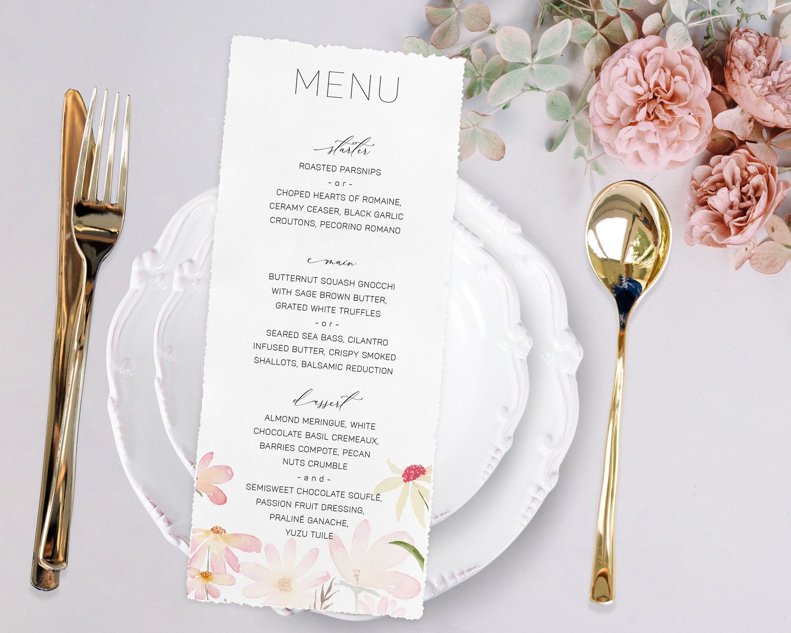 Flower Menu Card Template 100 EditableBoho Wedding Menu Etsy