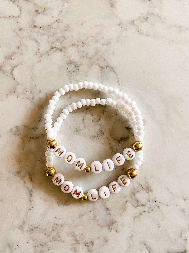 Stack Bracelet NEW SNOW WHITE Bead Bracelet Beaded Bracelet Personalized Bracelet Name Bracelet
