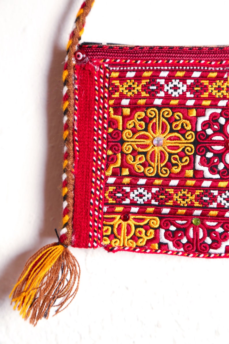 fashion bag hand embroidered bag ethnic bag woman accessories event bag turkmen bag red bag Cross body bag