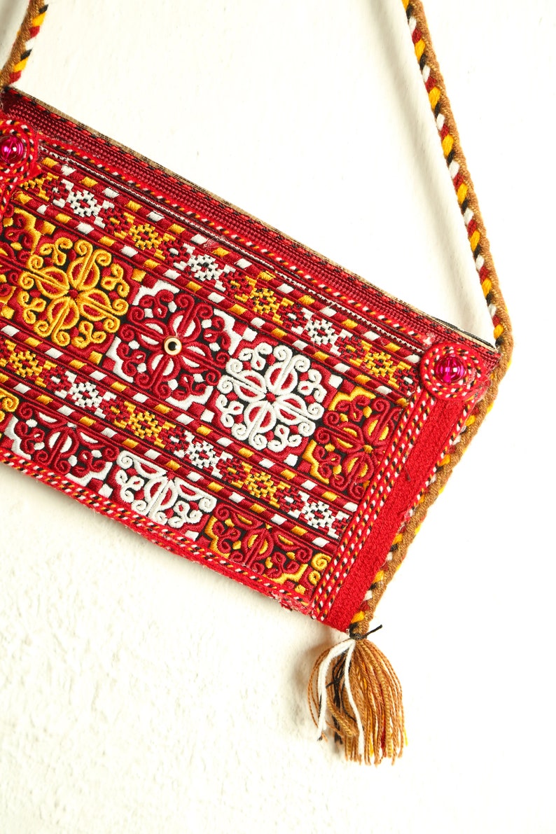 fashion bag hand embroidered bag ethnic bag woman accessories event bag turkmen bag red bag Cross body bag