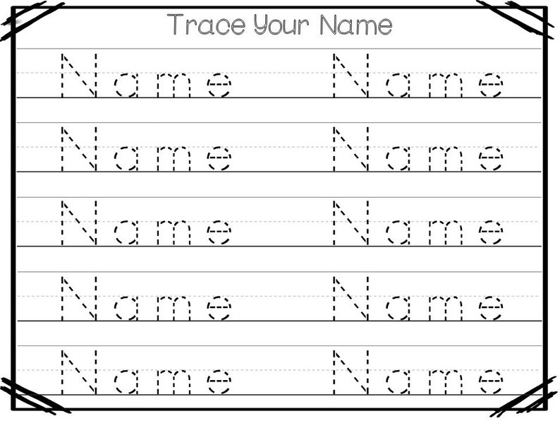 20 custom no prep non editable single name tracing worksheets etsy