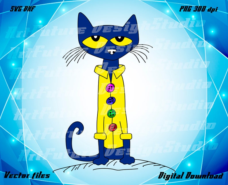 Pete the cat svg dxf png vector digital download | Etsy