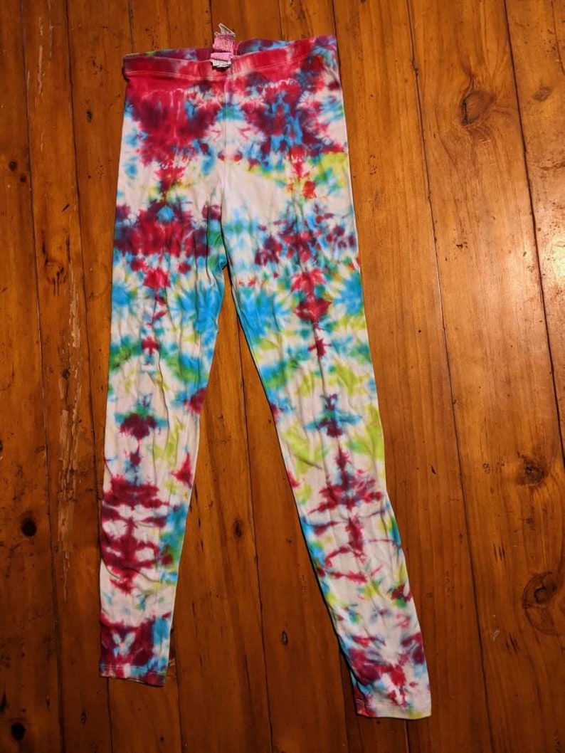 Fun tie dye leggings pink blue green