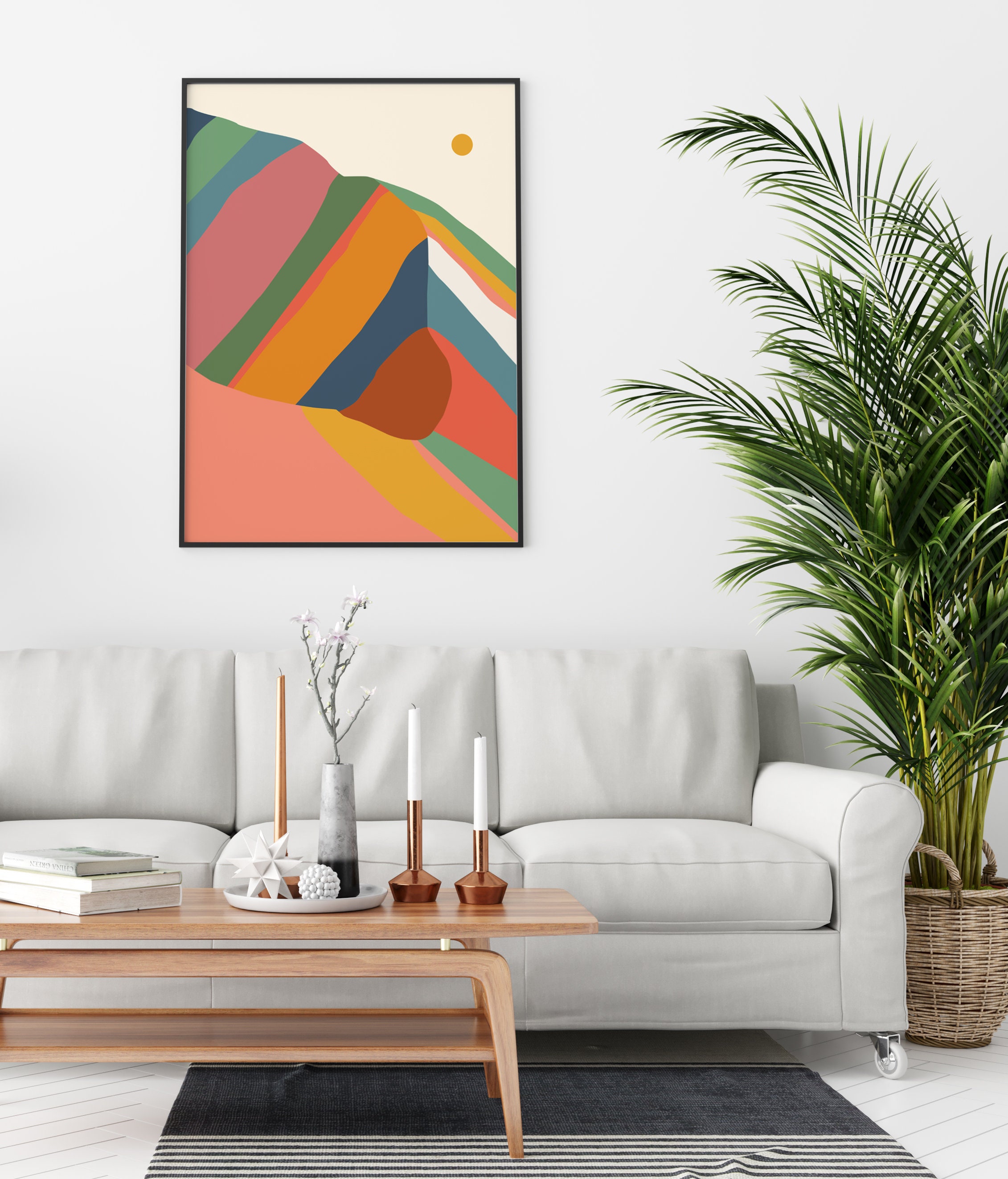 Mountain Abstract Printable Wall Art Boho Landscape Poster