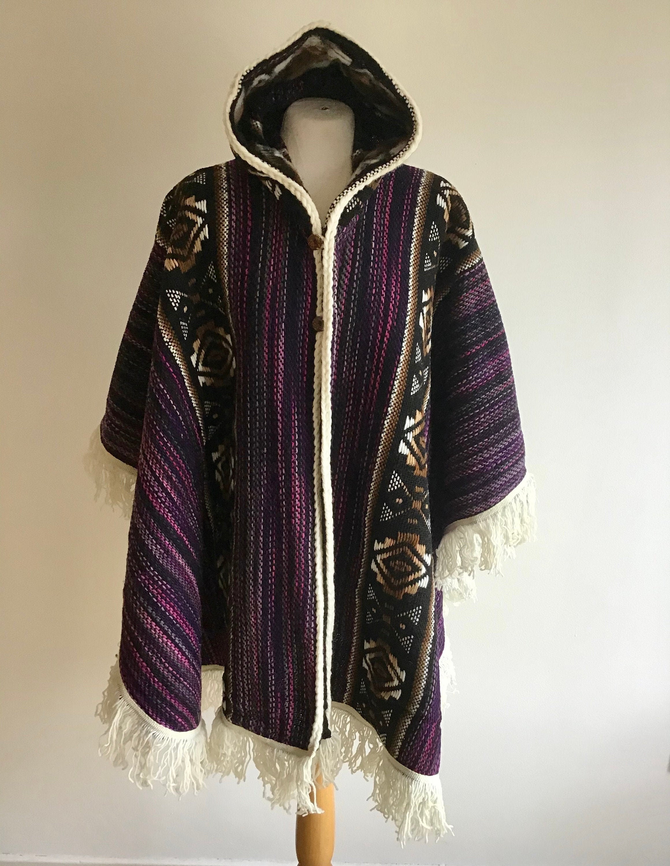Original South American Poncho Hooded Handmade Coat | Etsy