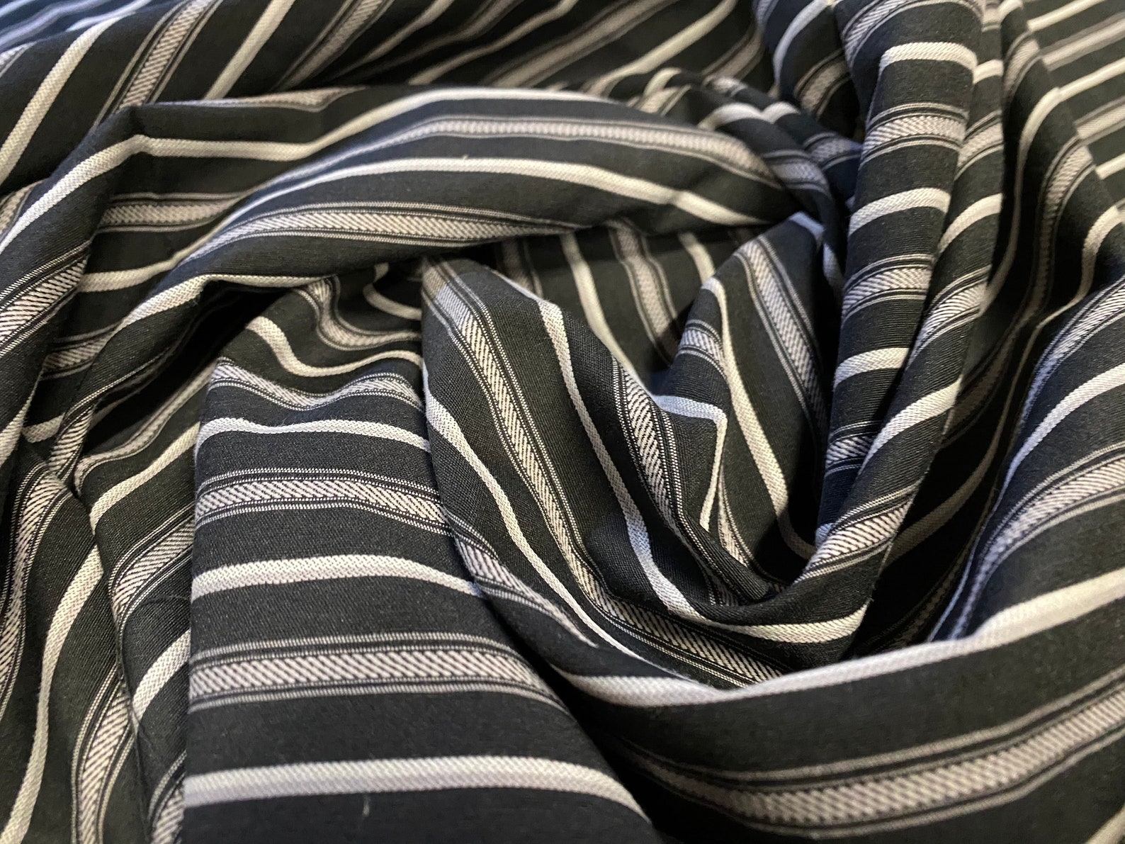 Woven striped dress fabric per metre black & white Etsy