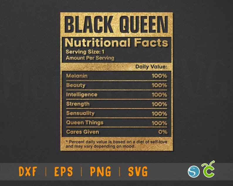 Download Black Queen Nutritional Facts SVG Melanin Woman Black Girl ...
