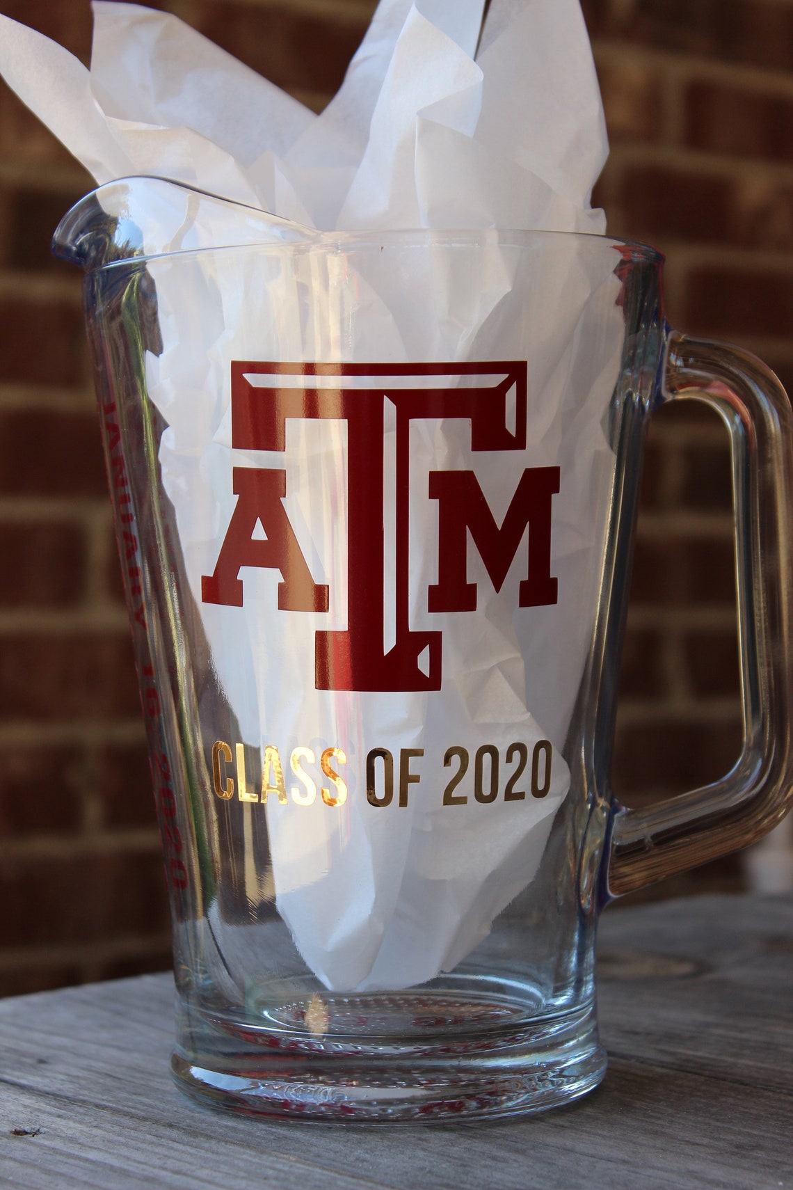 Aggie ring dunk pitcher glass 60oz 35oz beer maroon Etsy