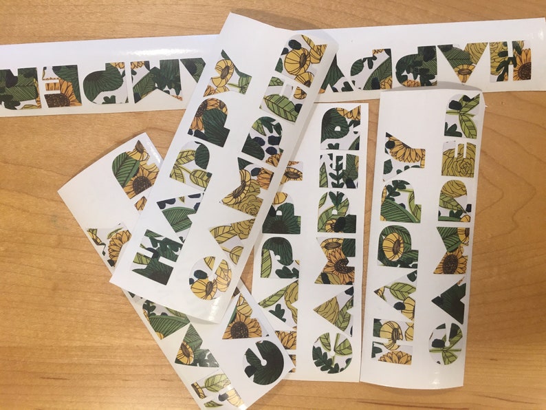 Happy camper floral sunflower vinyl sticker