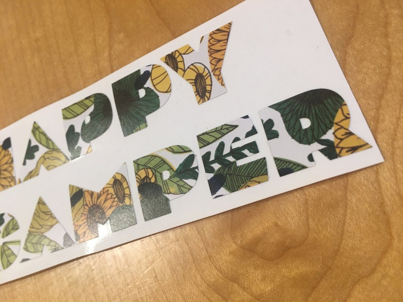 Happy camper floral sunflower vinyl sticker