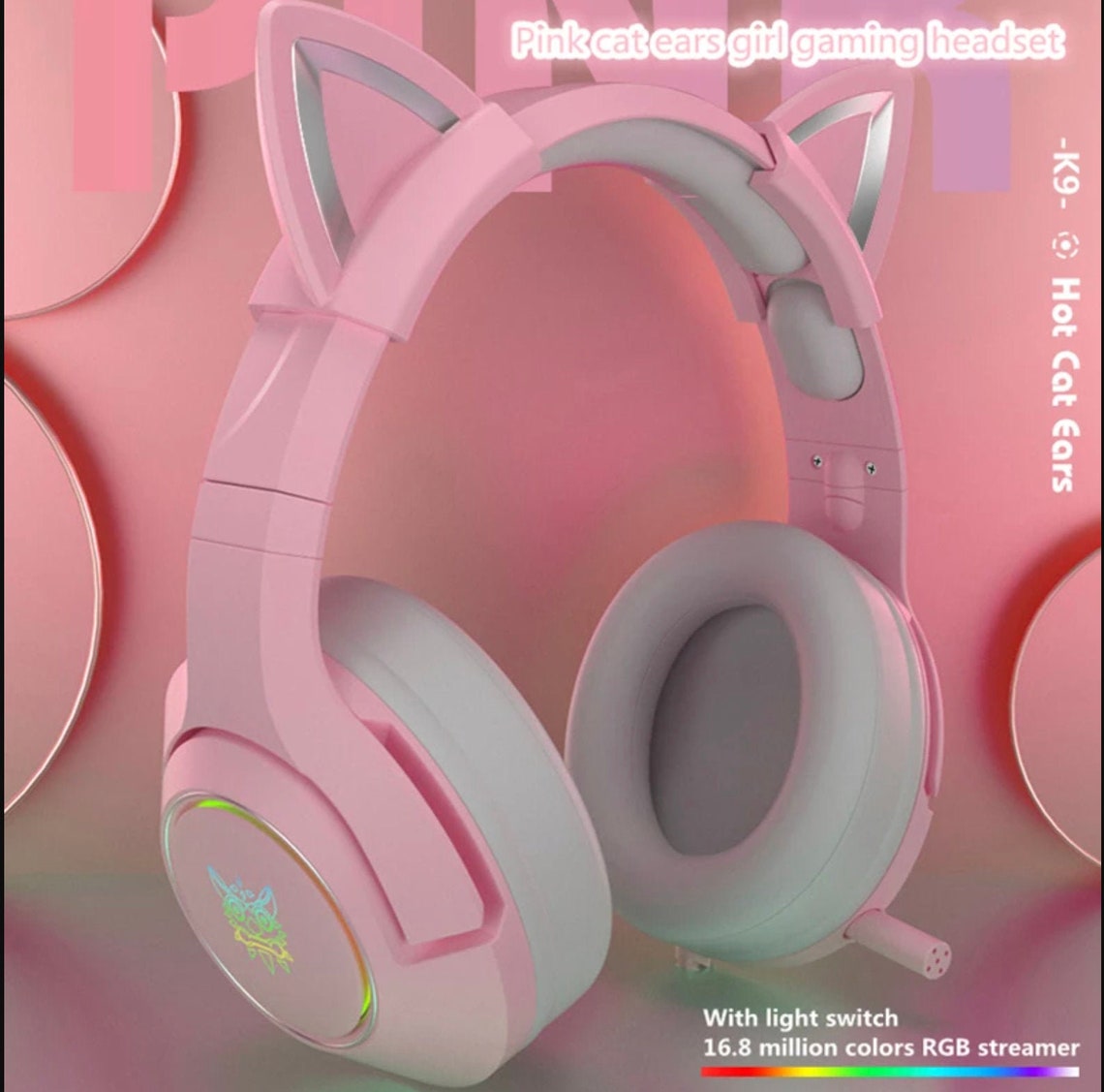 Cute Kawaii Cat Ears Gaming Headset Gaming Headset for PC Etsy