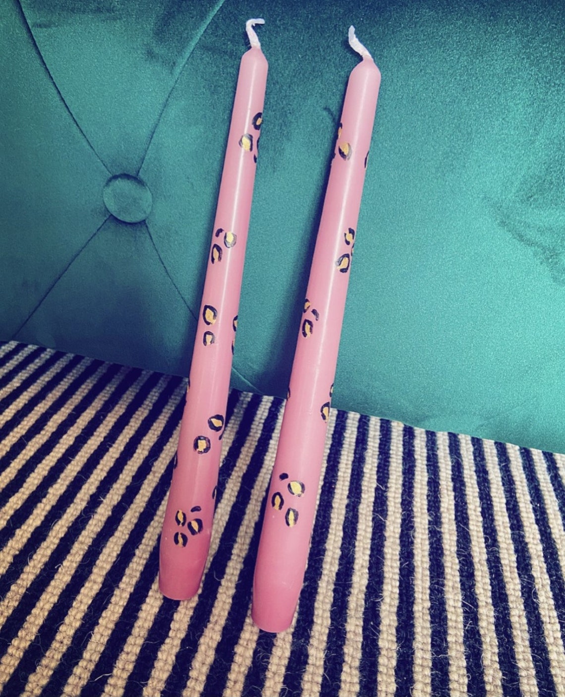 Hand Painted Candles Leopard Print Gift Pink Candle Etsy