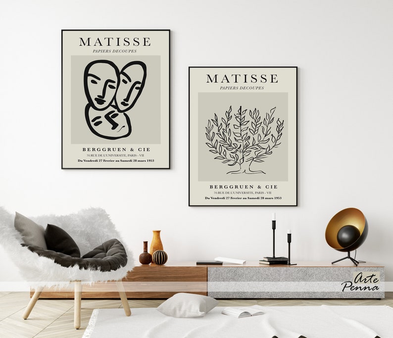 Matisse Sketch Print Set Gallery Wall Set Set of 3 Print 3 Piece Wall Art Exhibition Wall Art Set Digital Print Set