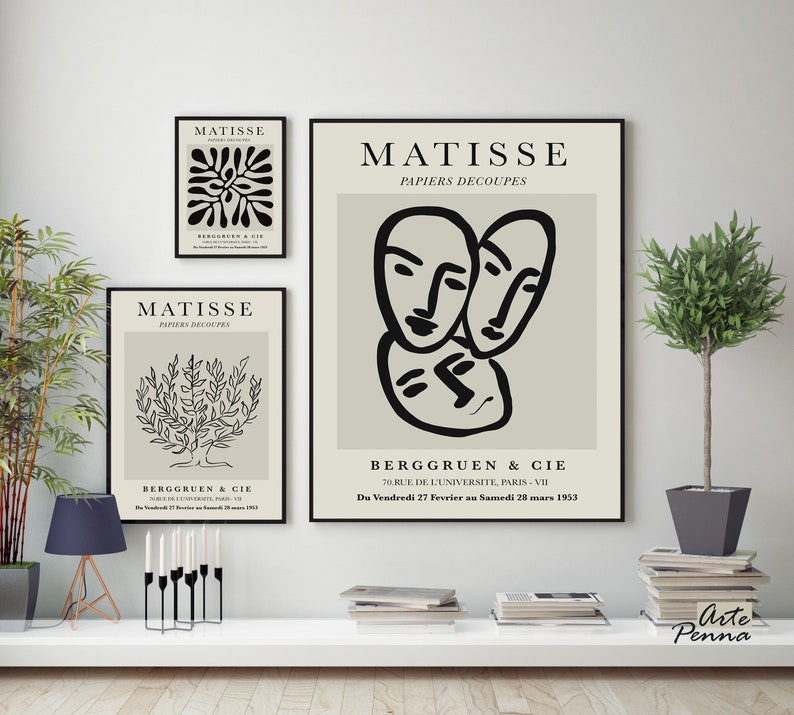 Matisse Sketch Print Set Gallery Wall Set Set of 3 Print 3 Piece Wall Art Exhibition Wall Art Set Digital Print Set