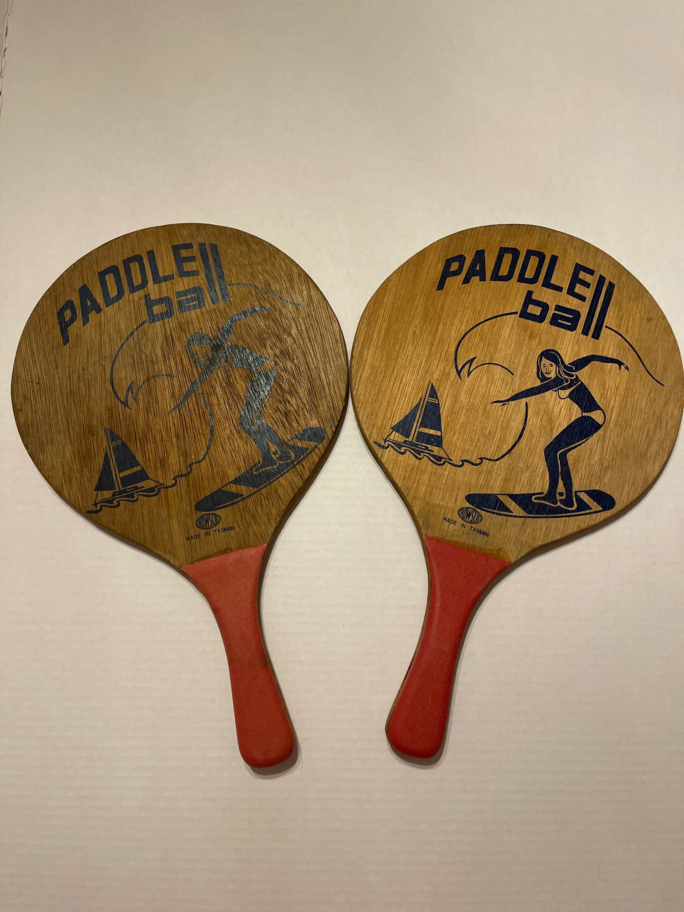 2 Vintage HOWSCO Wood Paddle Ball 60s Etsy