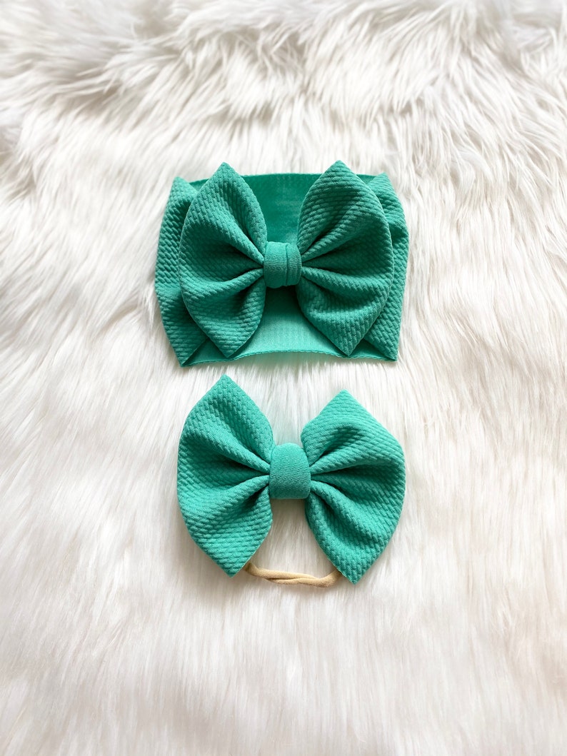 Baby Bow Summer Bow Bow Headband Arcadia Green Baby Bow Flapless Bow Bow on Clip Pigtail Bows Bow Headwrap Bow on Nylon