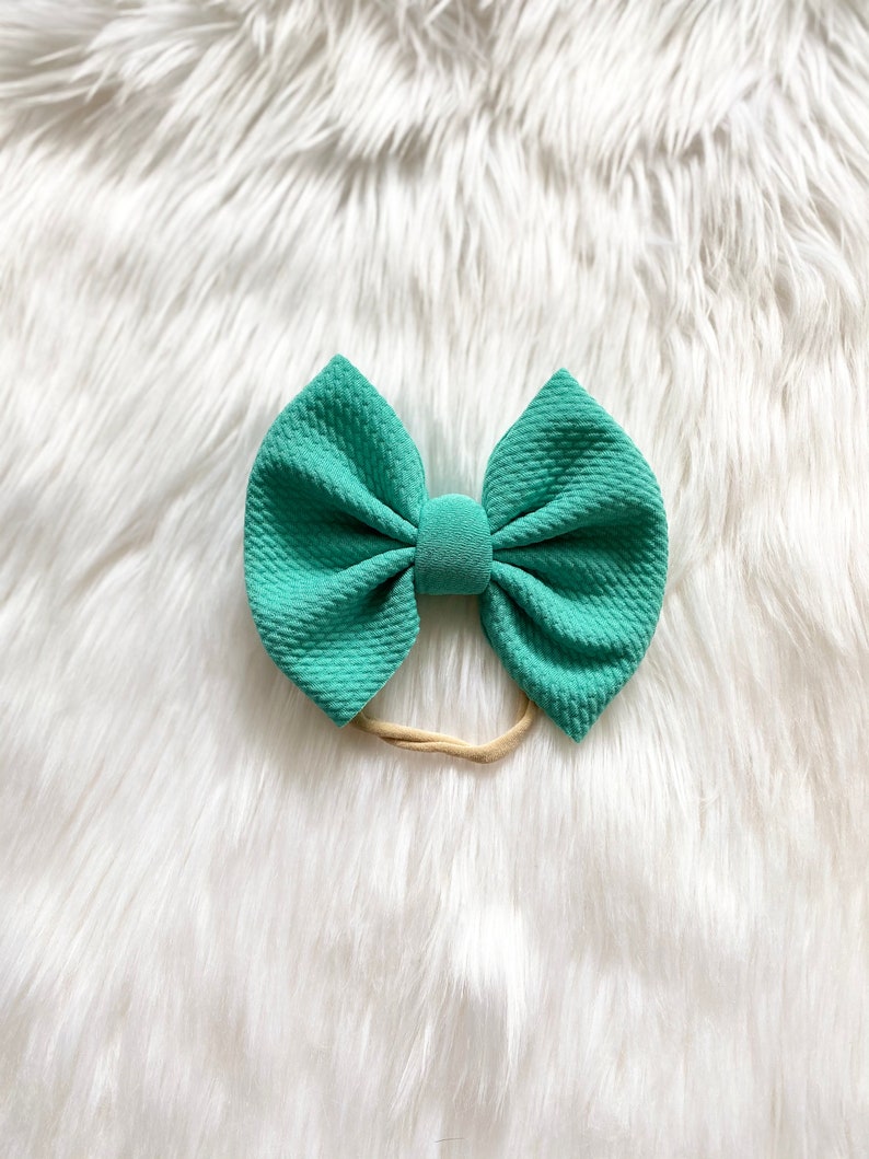 Baby Bow Summer Bow Bow Headband Arcadia Green Baby Bow Flapless Bow Bow on Clip Pigtail Bows Bow Headwrap Bow on Nylon