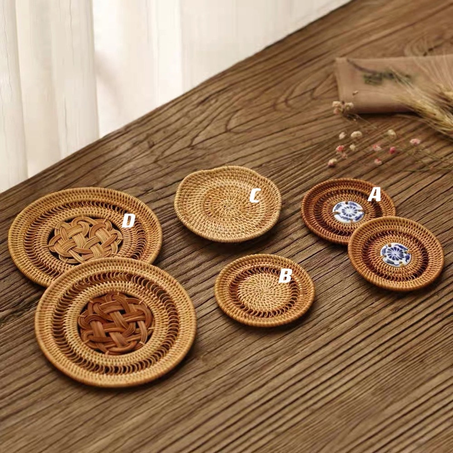 Handmade Cup Mats Tea Coffee Cup Mats Rattan Plaited Cup Etsy