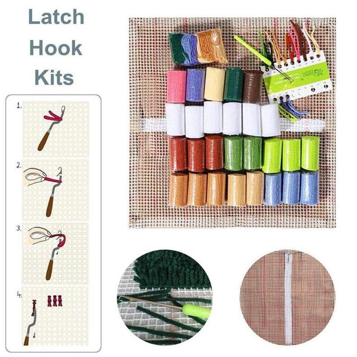 Halloween Latch Hook Kits Pillow Cover // Grid clothlatch Etsy