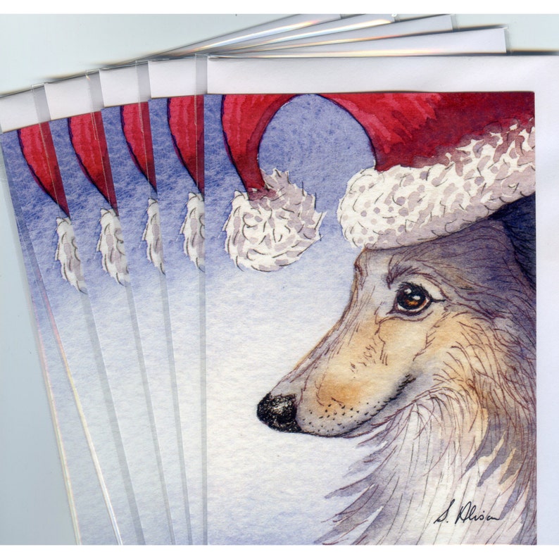 6 x Sheltie dog Christmas holiday cards Shetland sheepdog Xmas | Etsy