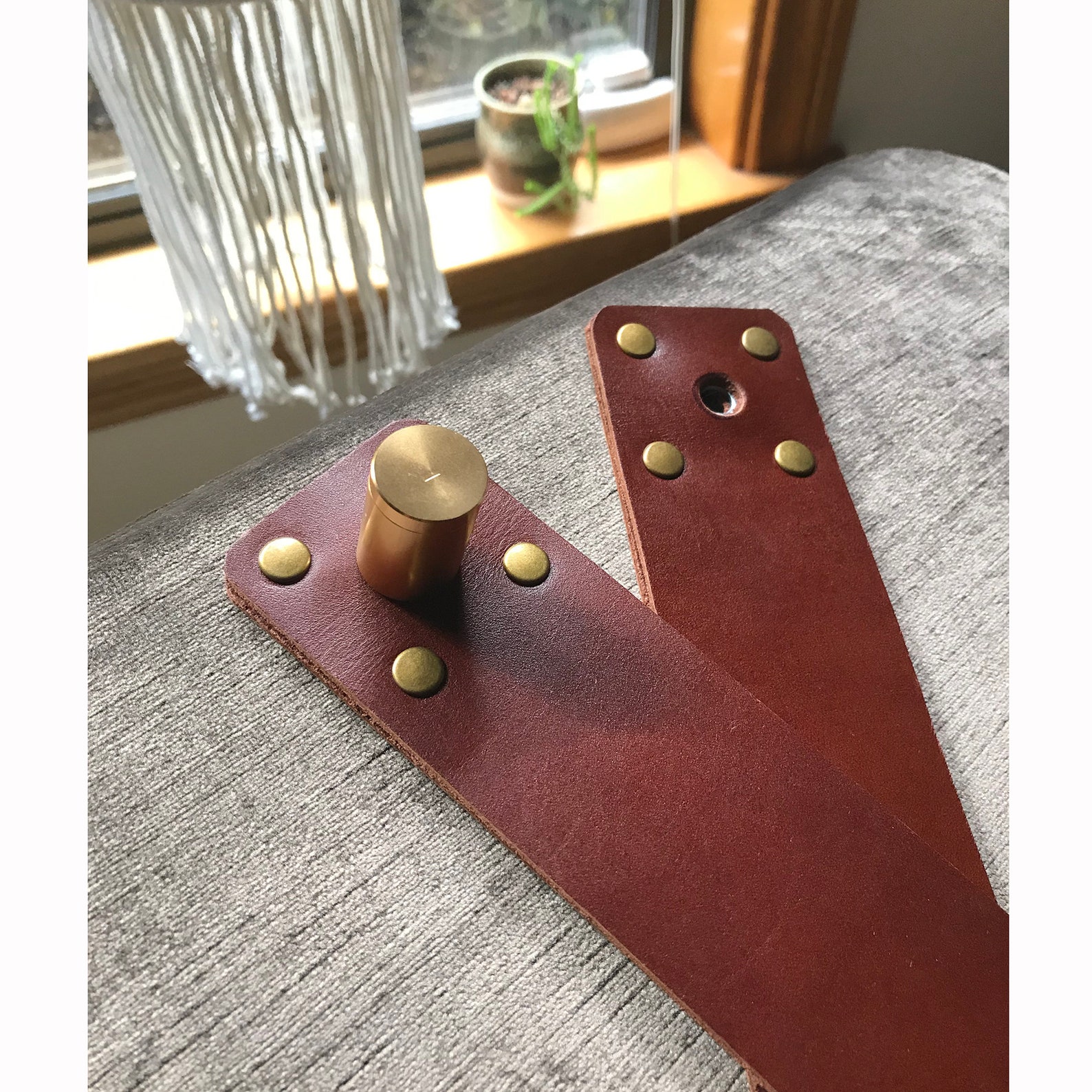 STRAPS ONLY Leather Strap Set for Hanging Cushion Cognac Etsy
