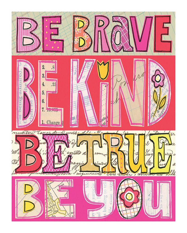 Be Brave Be Kind Pink Inspirational 8x10 GICLEE PRINT | Etsy