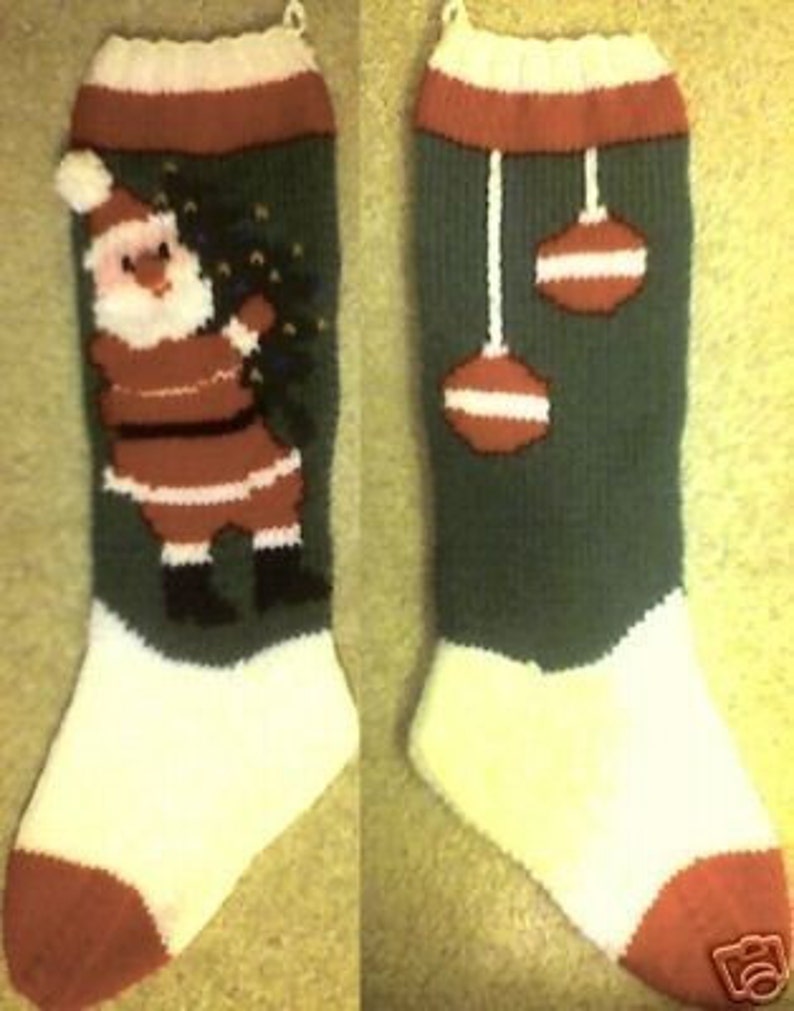 Santa And Tree Christmas Stocking Knitting Pattern Etsy