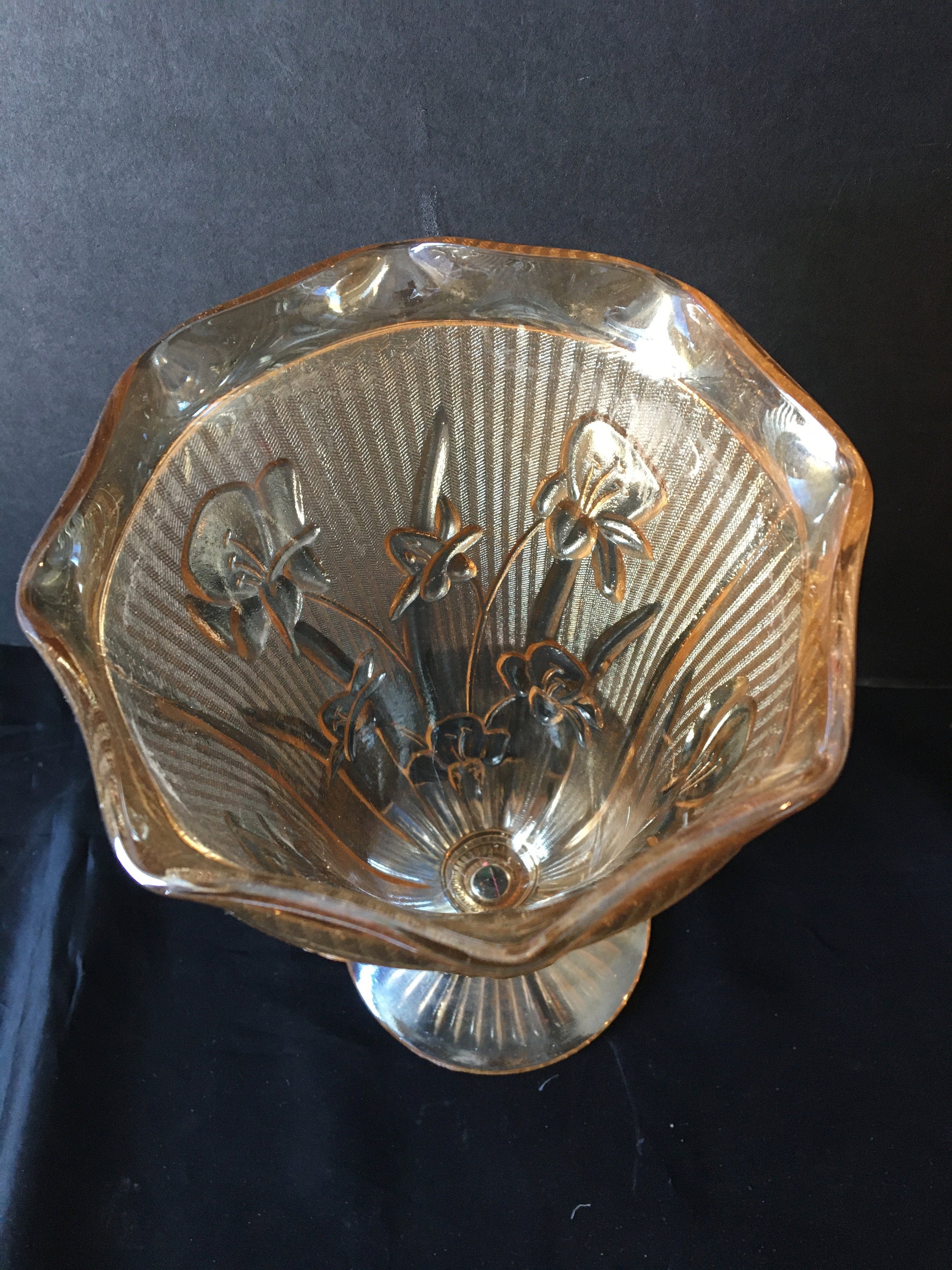 Gold amber vase in Iris and Herringbone / Glass c. Etsy