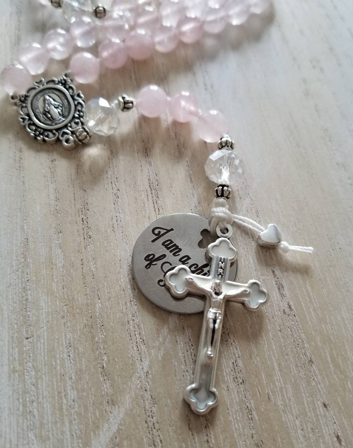 Baptism rosary for girls christening gift from godparents Etsy