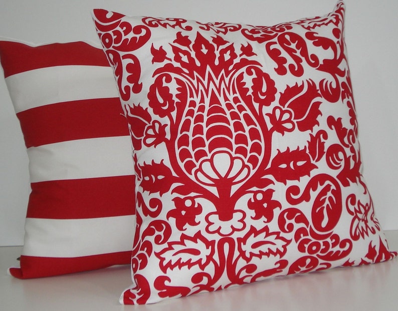 TWO New 18x18 inch Designer Handmade Pillow Cases in red and Etsy