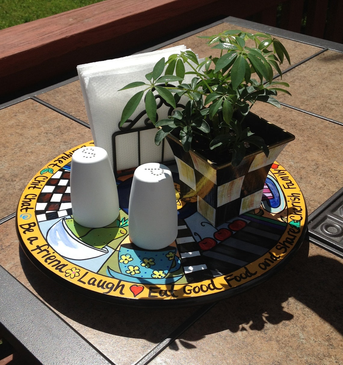 Pintado Lazy Susan // Cocina temática Lazy Susan pintada a | Etsy