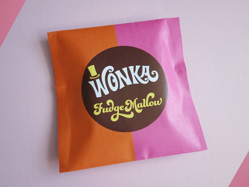 Wonka Scrumdiddlyumptious & FudgeMallow labels Wonka Bar candy | Etsy