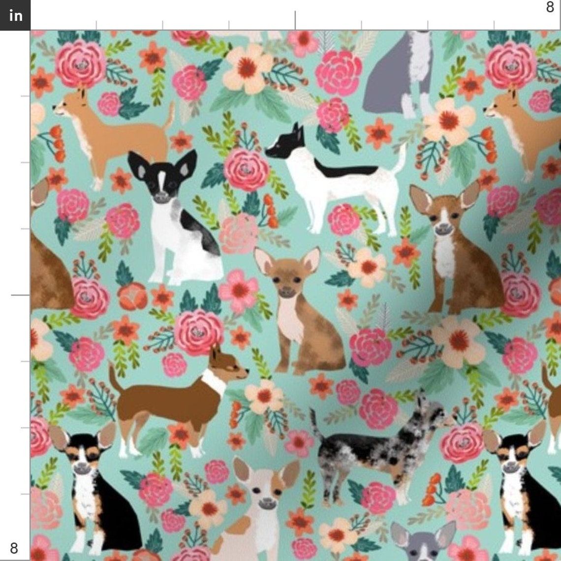 Chihuahua Fabric Chihuahua Florals For Chihuahua Lovers By | Etsy