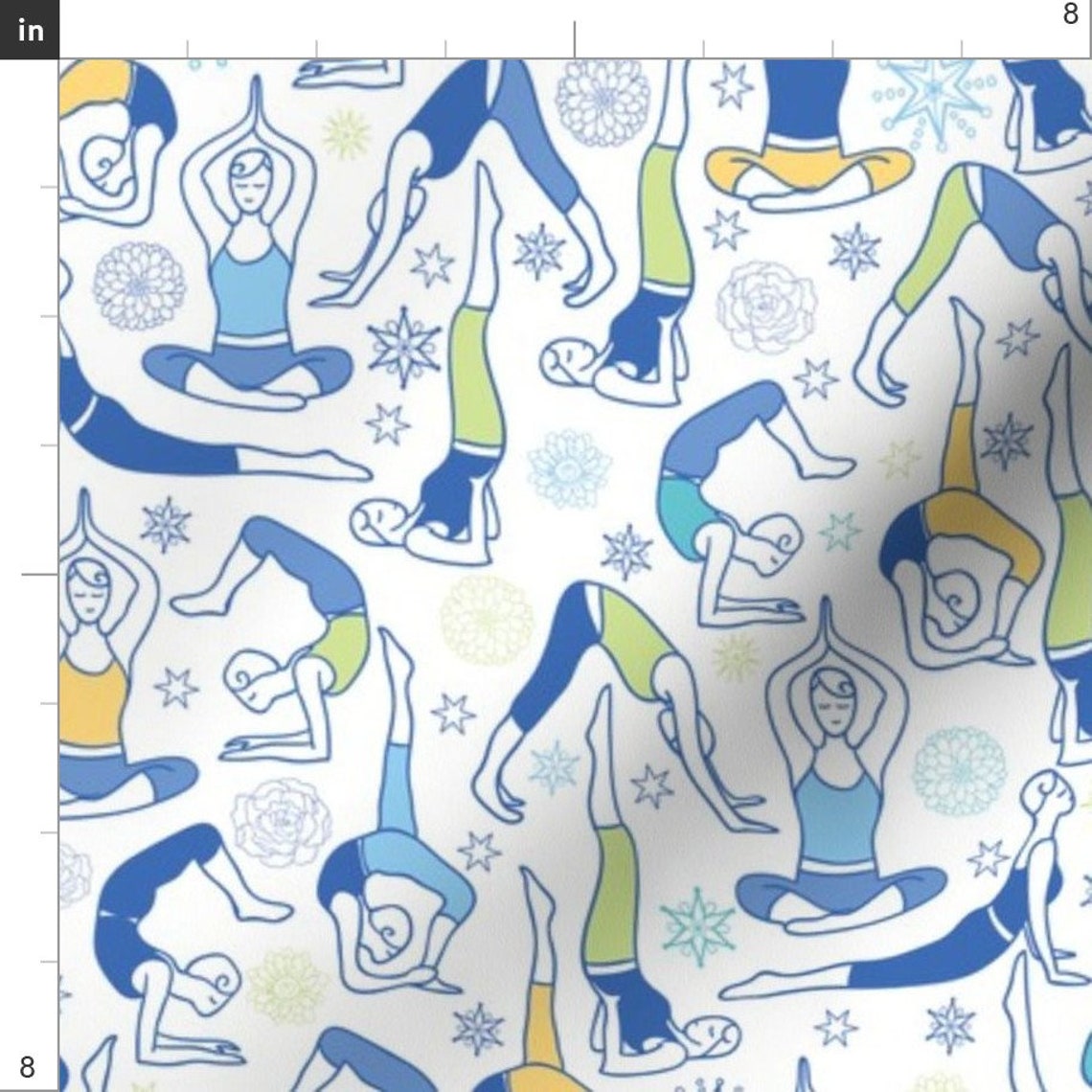Yoga Fabric Yoga Poses Blue By Oksancia Yoga Pose Blue Etsy