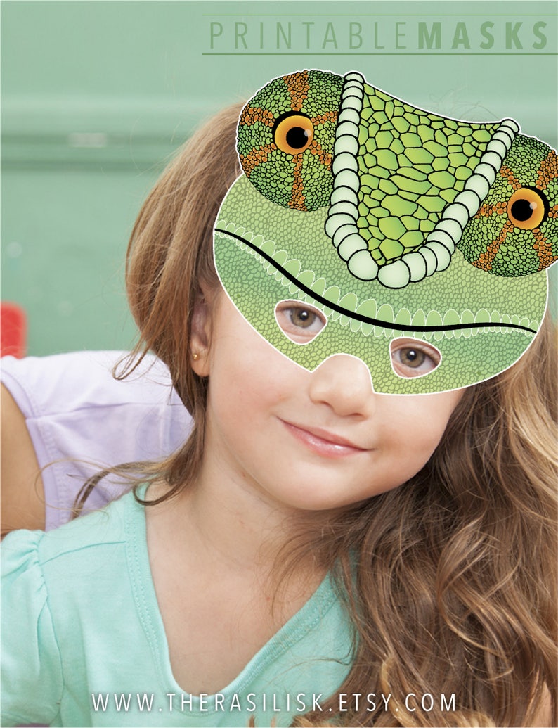 Printable Mask Halloween Costume Chameleon Lizard Mask Etsy