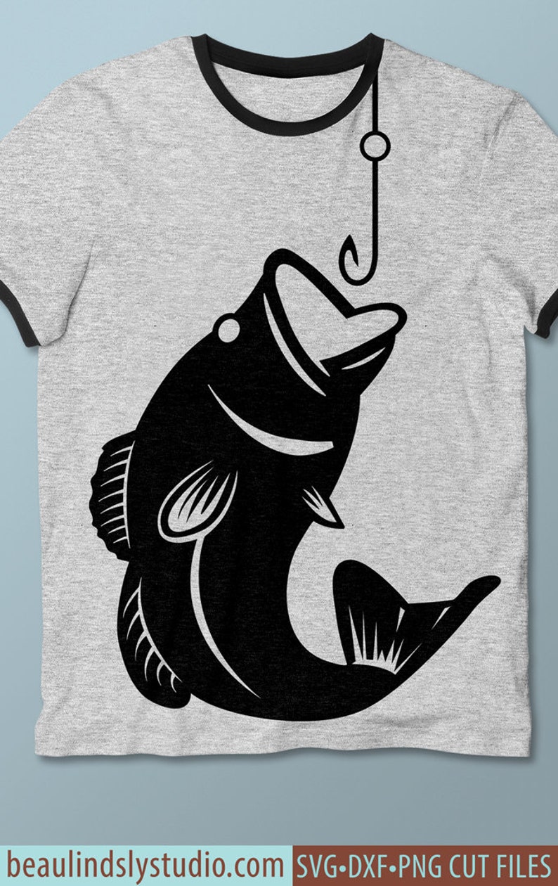 Download Large Mouth Bass SVG File Bass Fish SVG Fishing Hook SVG | Etsy