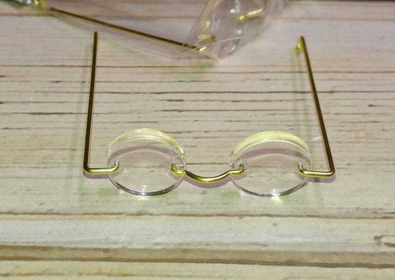 2.25 Round Gold Wire Rimless Doll Glasses Acrylic Lenses Etsy