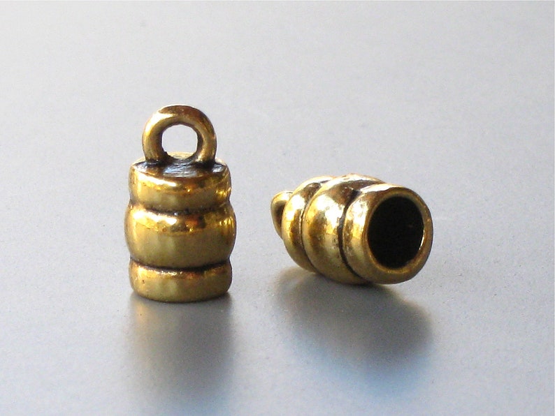 12 gold leather jewelry End Caps with loop . 4mm inside Etsy
