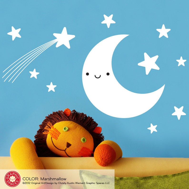 Moon Wall Decal & Star Pack for Baby Nursery Kids Etsy