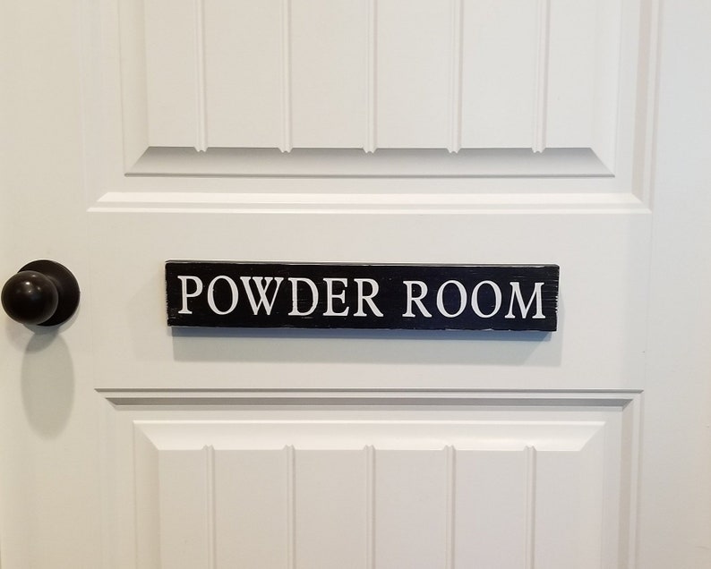 Wood Powder Room Sign Interior Door Sign Bathroom Door sign Etsy
