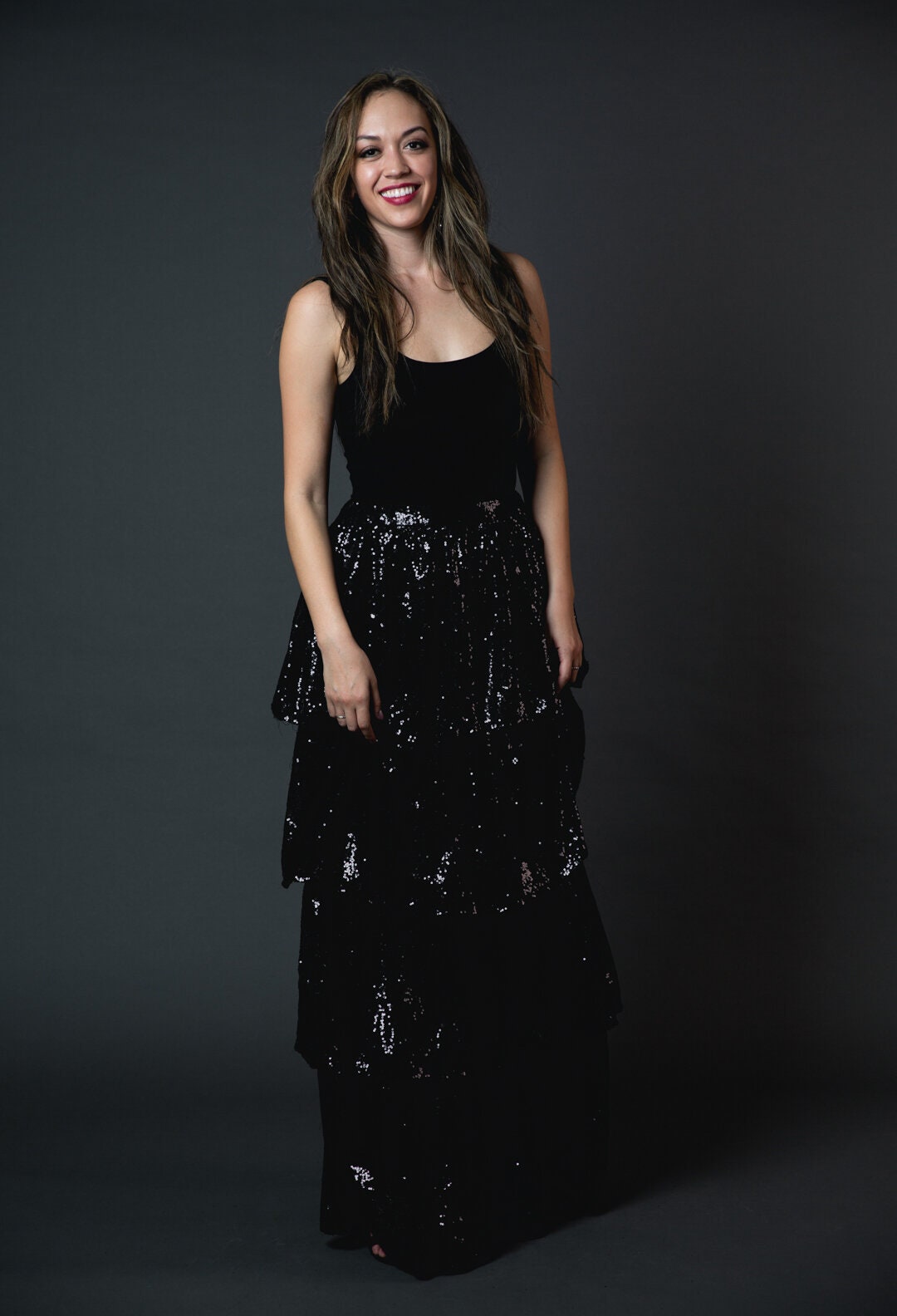 black sequin maxi skirt