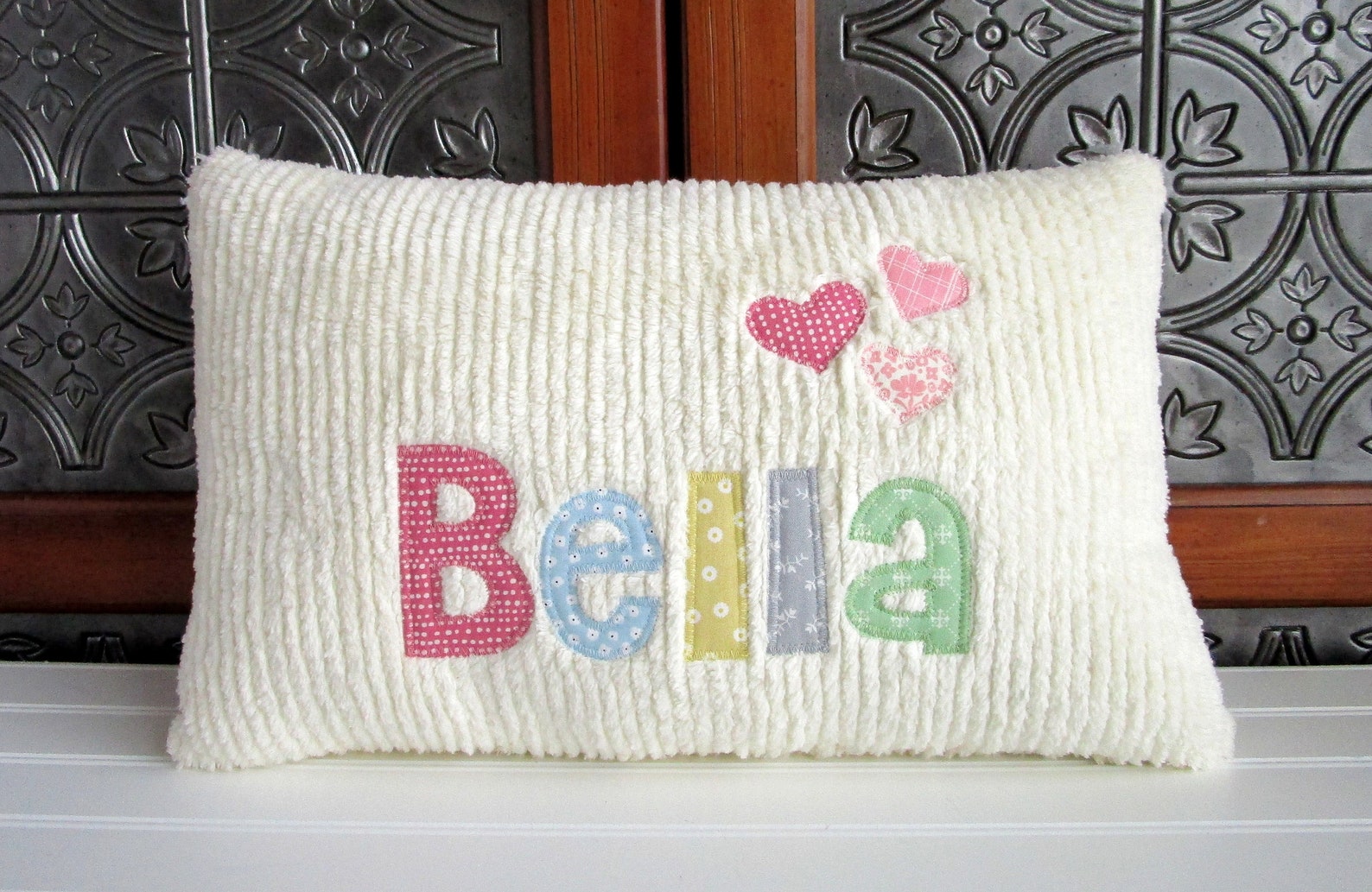 Girl Personalized Name Pillow Hearts Baby Pillow Custom Name | Etsy