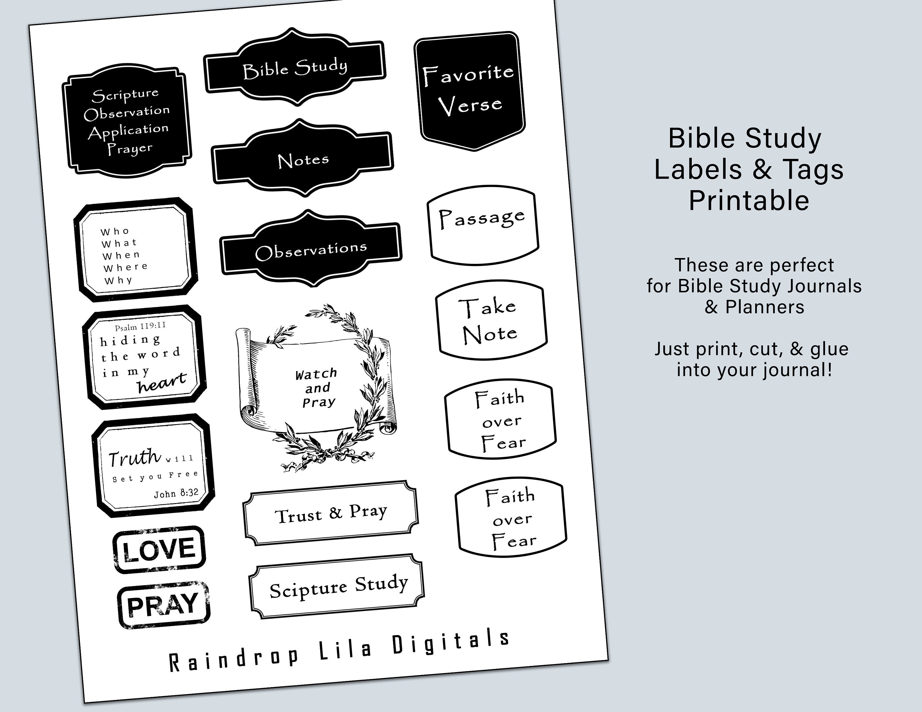 Bible Study Labels & Tags Printable 2 Etsy