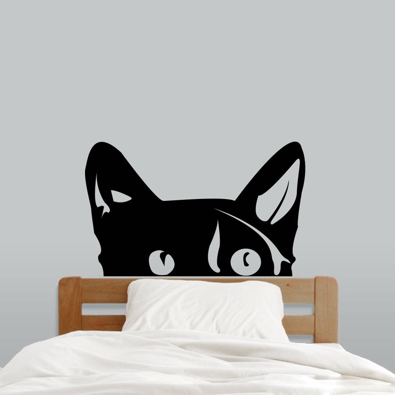 Peeping Cat Wall Decal Cat Lover Wall Art Graphics Cat Etsy