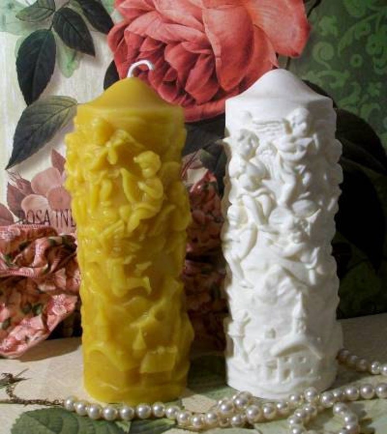 Beeswax Old Fashion German Angels Cherubs Over Village Candle Etsy