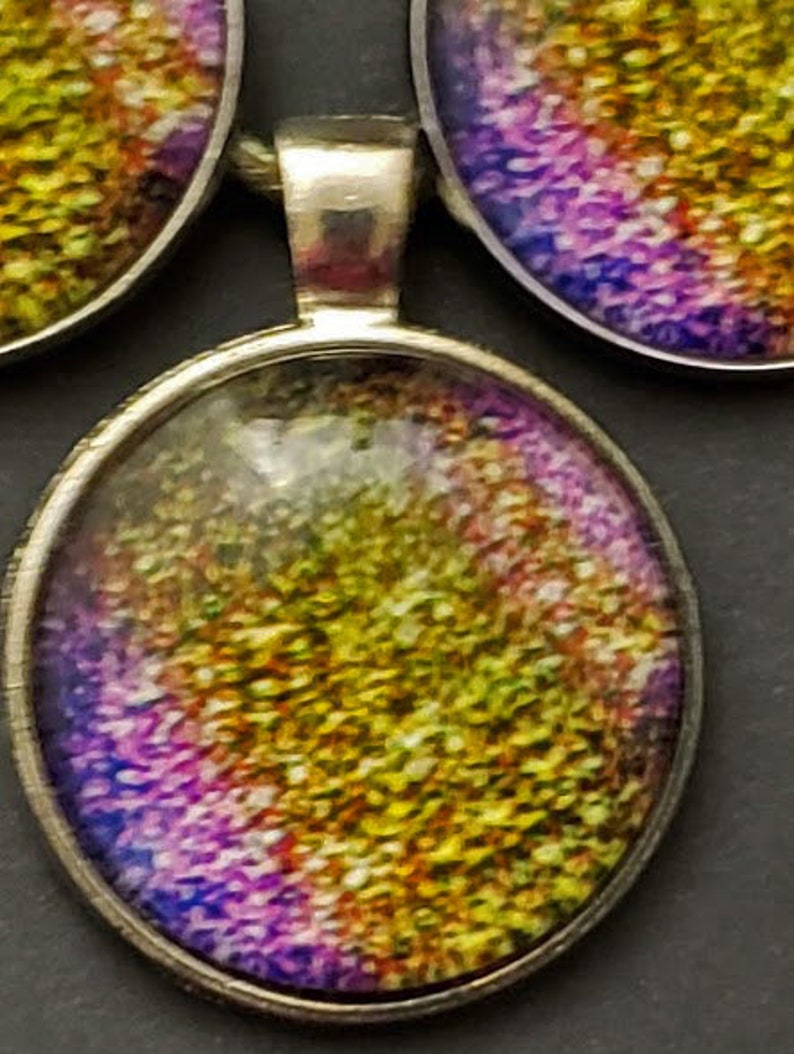 Glass pendant cabuchon and ear ring set on 20 inch waxed thread necklace