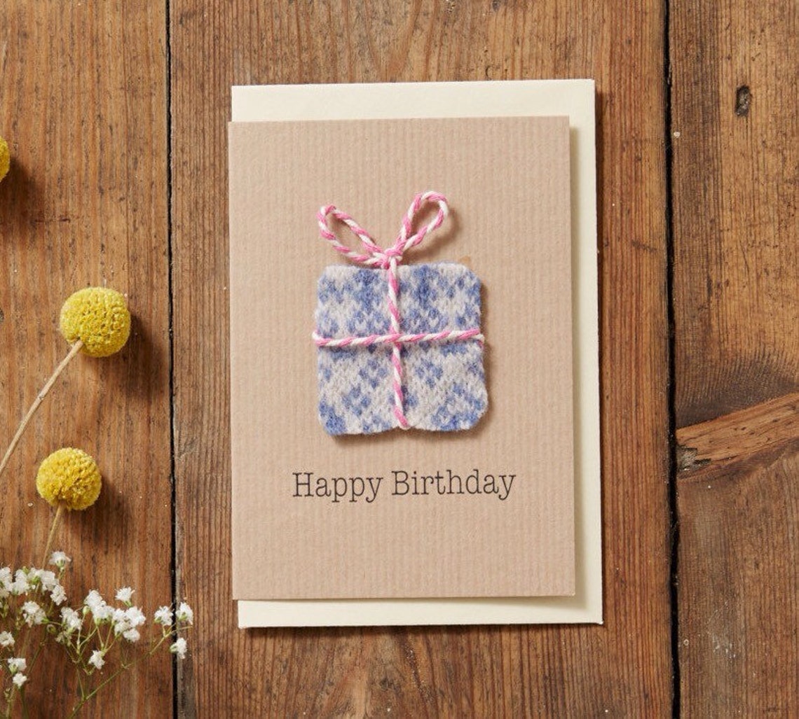 Knitted Birthday Card Happy Birthday card Handmade mum card Etsy