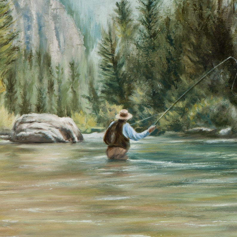 Landscape Painting Fishing Painting Fly Fishing Art CANVAS Etsy   Il 794xN.977484066 Llh8 