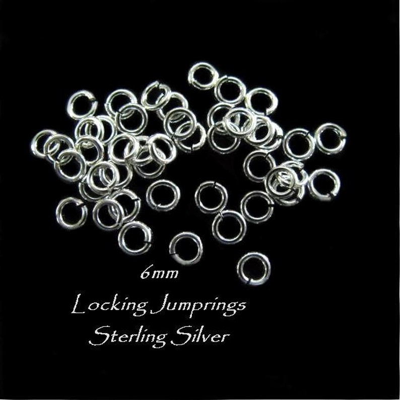 Bails 6mm  Round Locking Tempered and Hardened Connectors  18 gauge  Oakhill Silver Supply  JR2 10 Links Sterling Silver Jump Rings
