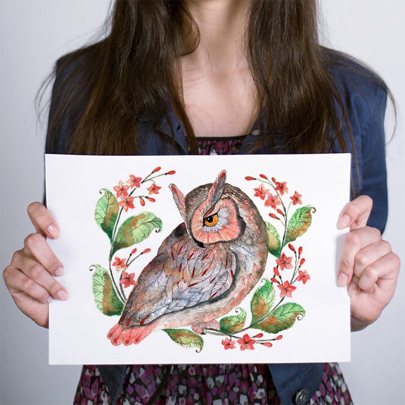 Daydreaming owl // SALE 11 // 2 zum Preis von 1 Eule Etsy